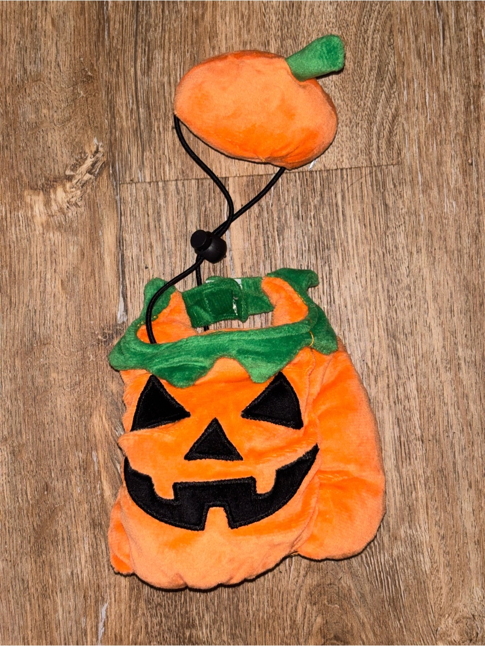 orange plush pumpkin jack-o'-lantern cat or small pet costume with hat